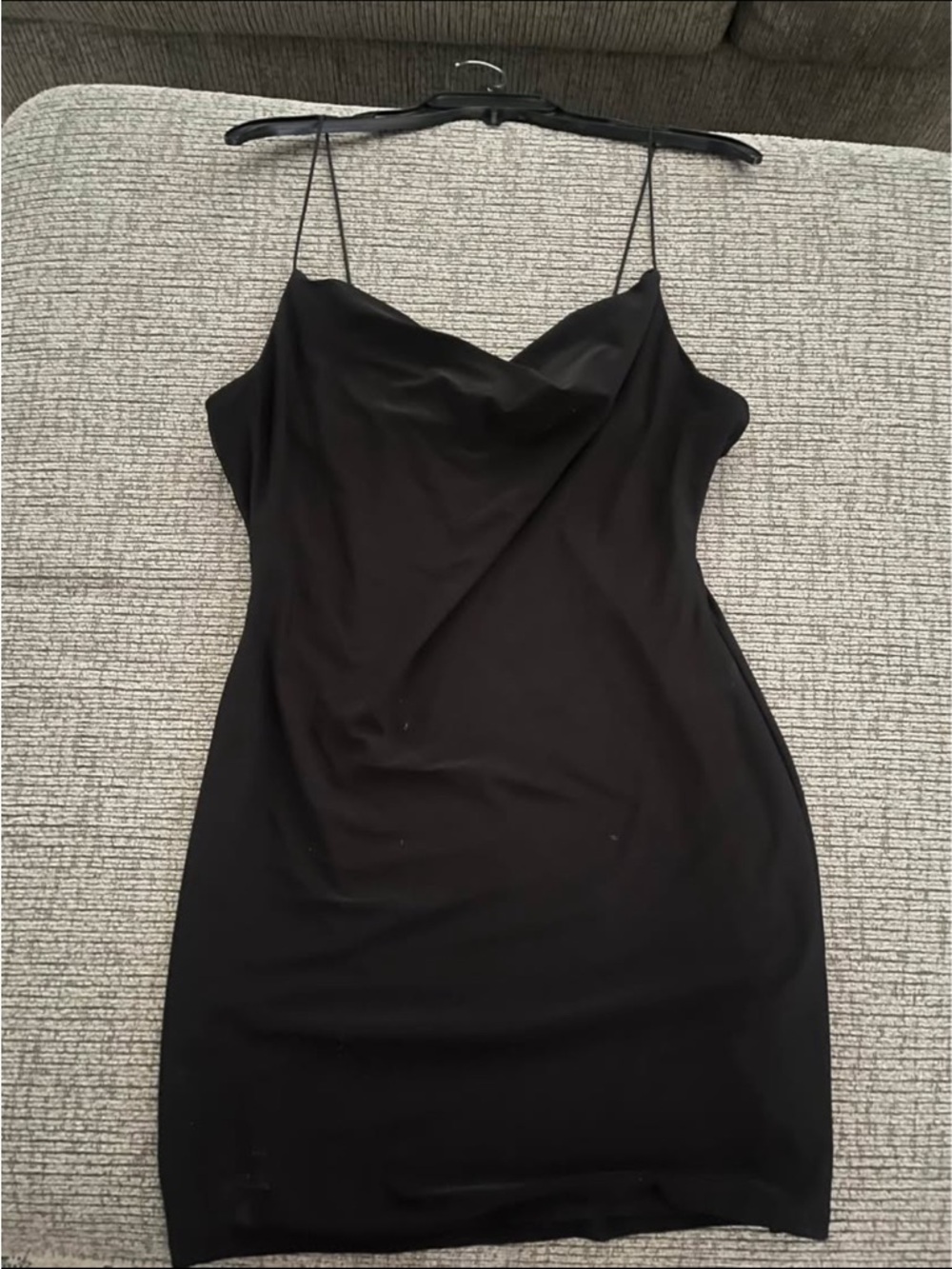 Black Slip Dress with Cowl Neck - Women's Elegant Evening Dress